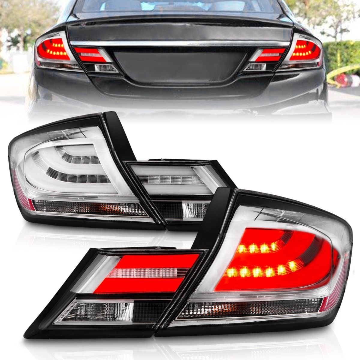 Chrome Housing LED Taillights - 12-15 Honda Civic Sedan