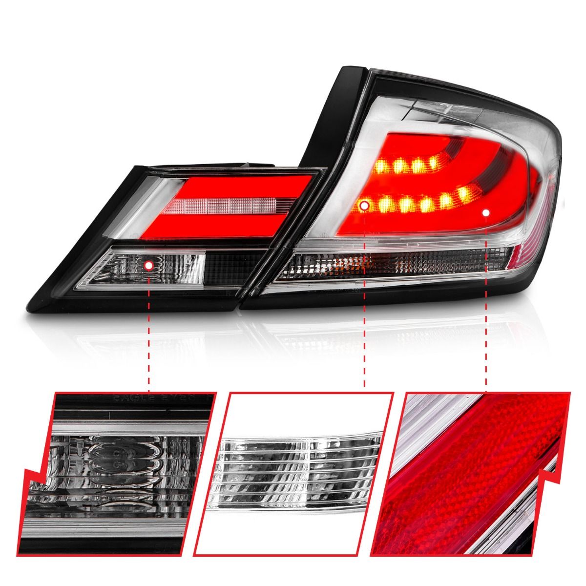 Chrome Housing LED Taillights - 12-15 Honda Civic Sedan