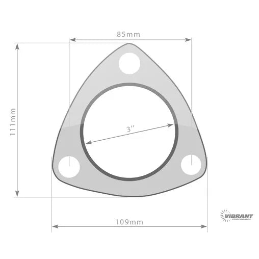 Vibrant High-Temperature 3-Bolt Exhaust Gasket - 3 inch